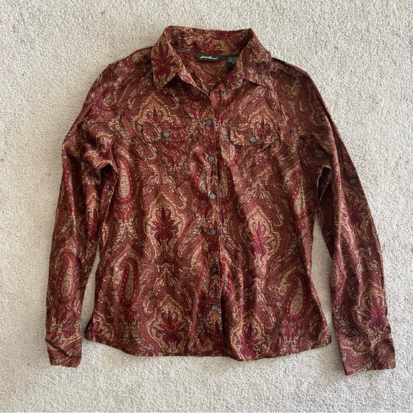 Women’s Eddie Bauer Patterned‎ Button-Up Blouse - Picture 1 of 4